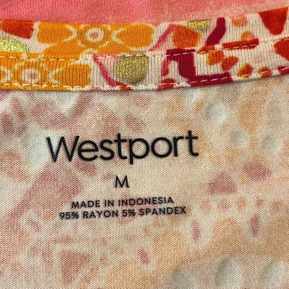 Westport Dressbarn Tee Shirt Short Sleeves Pink Multi Metallic Size Medium - Picture 10 of 12